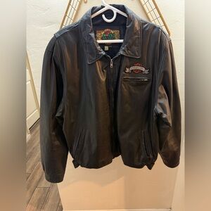 VTG 90s G-III Bomber Flight Jacket Black Genuine Leather Men’s XL Harley Davison